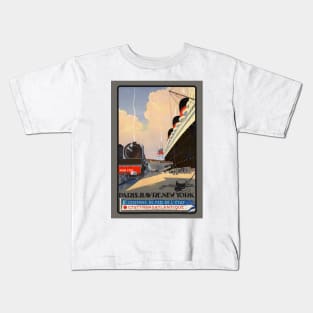 Paris Havre New York France Vintage Poster 1930 Kids T-Shirt